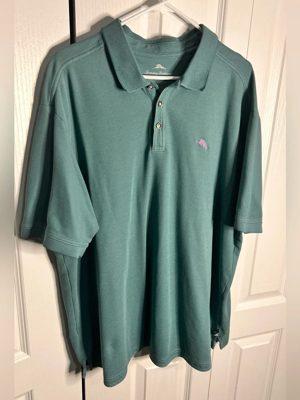 Tommy Bahama Polo‎ Shirt Mens XXL Green IslandZone Supima Marlin Logo Golf